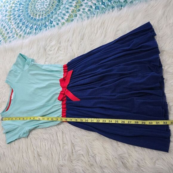HANNA ANDEAndersson 150 Aqua Blue Tulle Skirt Dress Girls Size 12 Red Bow - Picture 9 of 11